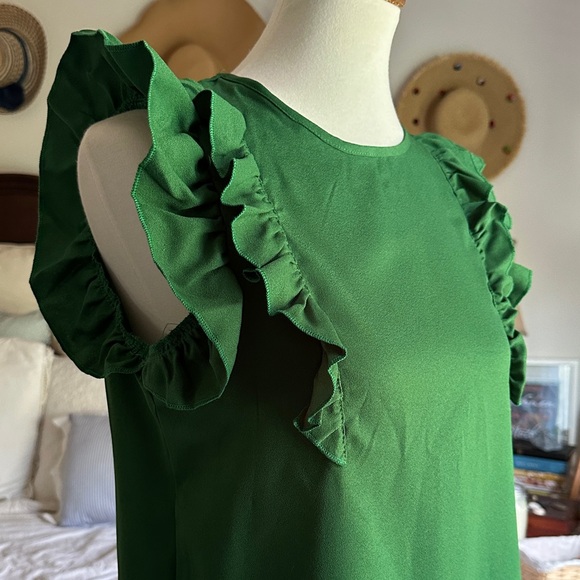 Green Ruffle Sleeve Top - Picture 2 of 3